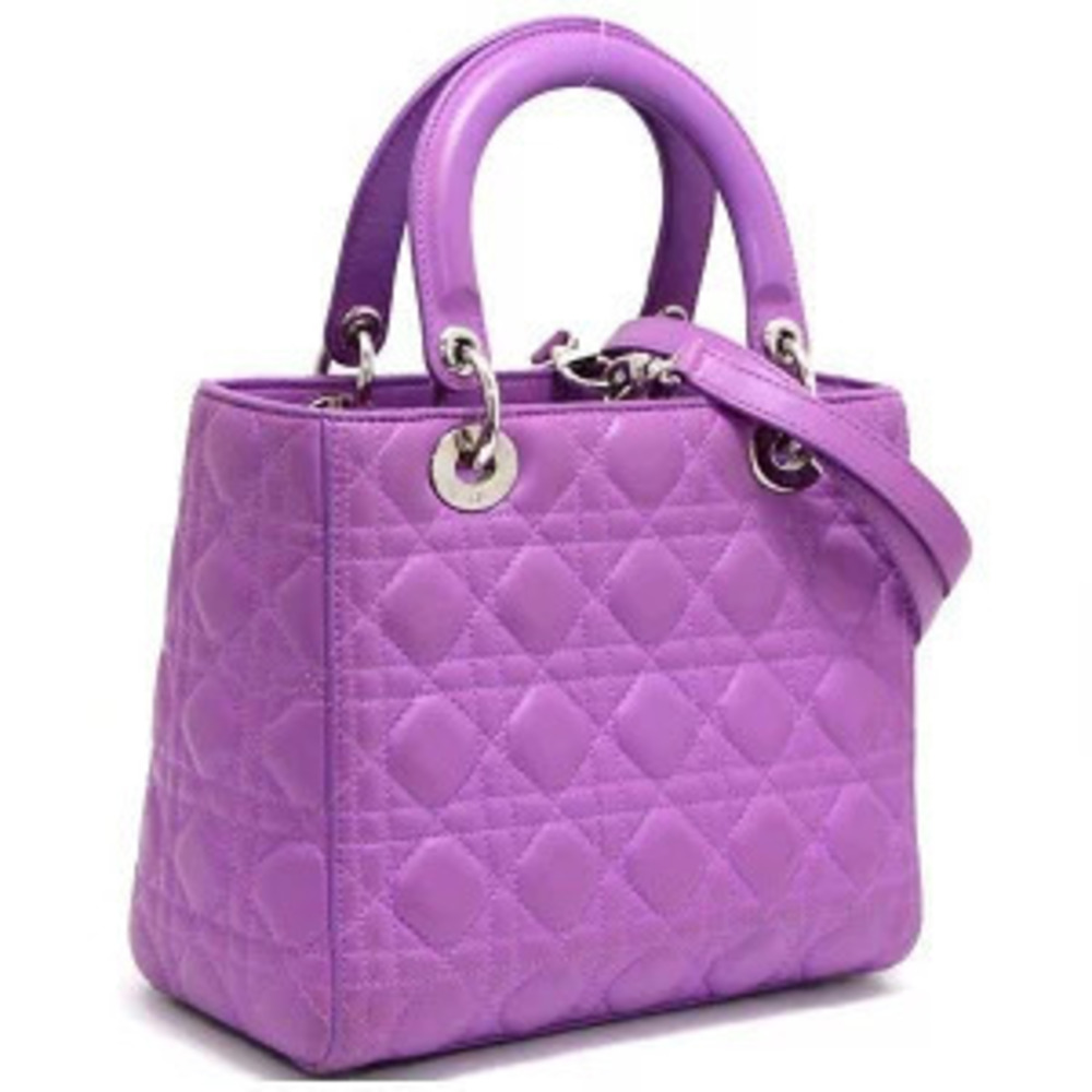 Dior Lambskin Lady Cannage Bag Purple  Christian